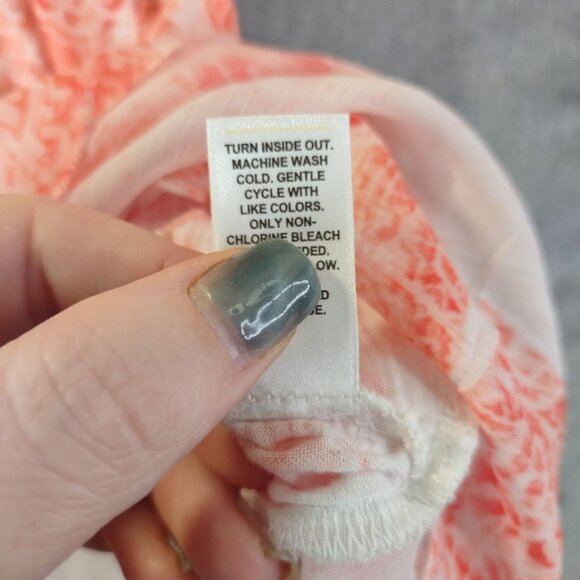 Cato Womens XL Orange White Burnout Ruffle Hem Top Blouse Boho Artsy Summer Vibe - Picture 10 of 11